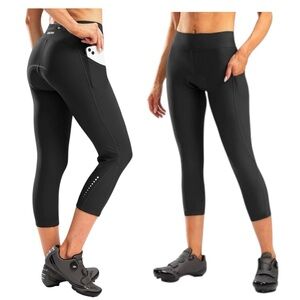 Bikewa Women's 4D Padded High Waist Cycling Shorts Capris 3/4 Pants XL NWT